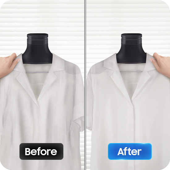 Sušička prádla Samsung DV90DG52A0AELE bílá Srovnání košile sušené s funkcí Wrinkle Prevent a bez ní