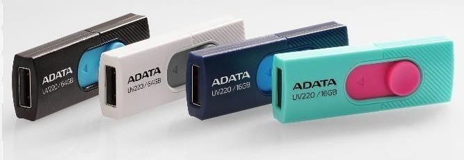 USB Flash ADATA Dash Drive UV220 64GB šedý/bílý USB flash disk ADATA Dash Drive UV220 v různých barevných provedeních