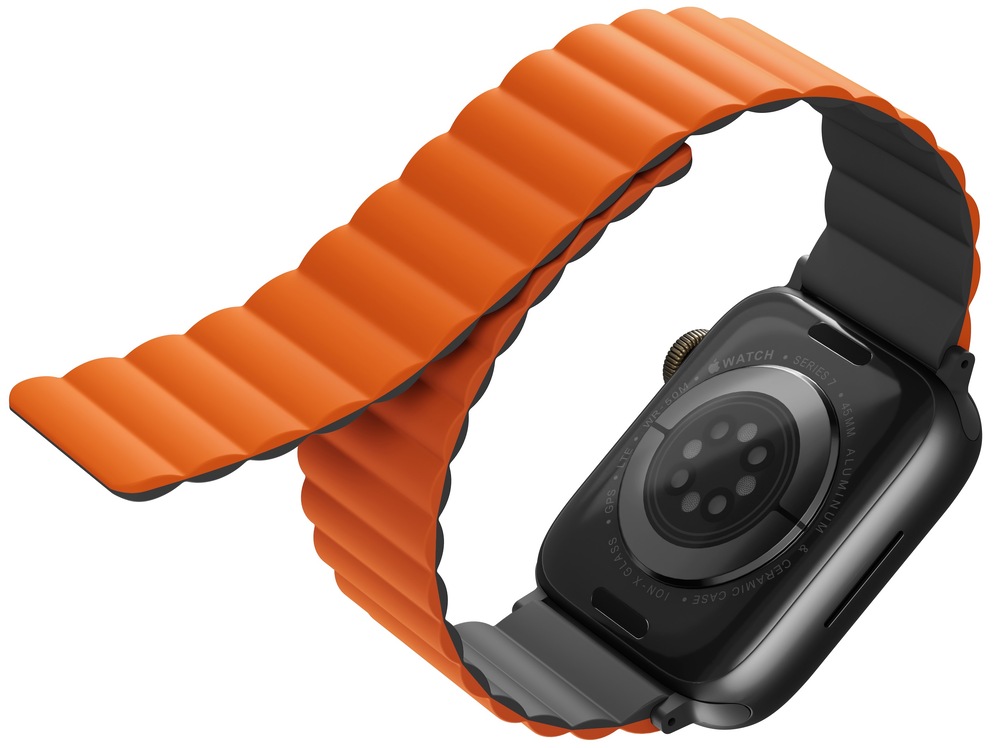 Řemínek Uniq Revix Reversible na Apple Watch 42/44/45mm šedý/oranžový Řemínek Uniq Revix Reversible na Apple Watch 42/44/45mm šedý/oranžový