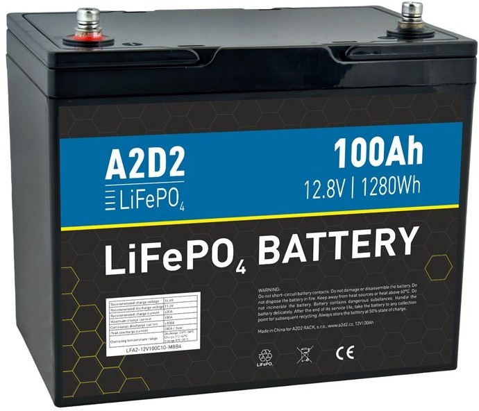 Akumulátor Avacom A2D2 baterie LiFePO4 s napětím 12,8 V a kapacitou 100 Ah