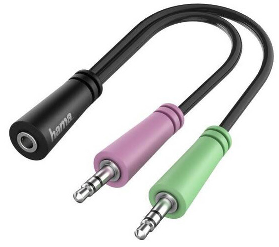 Redukce Hama Jack 3,5mm / 2x Jack 3,5mm černá