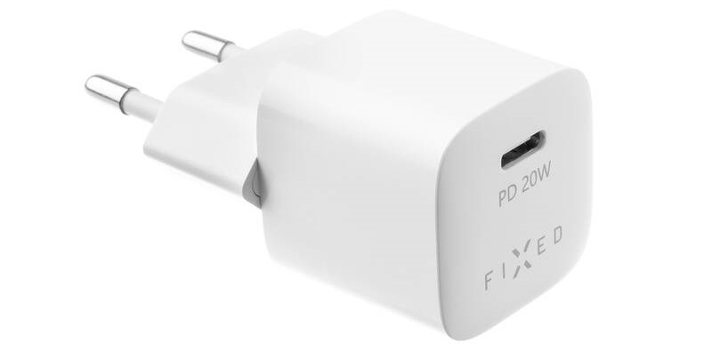 Nabíječka do sítě FIXED Mini USB-C PD 20W, MFI + USB-C kabel 1m bílá