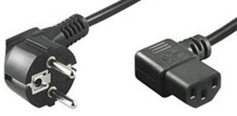 Kabel PremiumCord síťový 230V k počítači, IEC konektor do úhlu 90°, 3 m