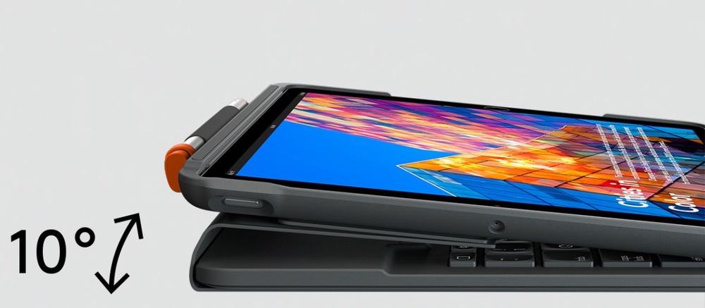 Pouzdro na tablet s klávesnicí Logitech Slim Folio na Apple iPad (7., 8. a 9. gen.) UK šedé