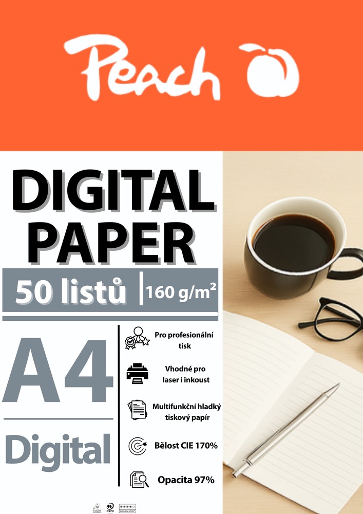 Papíry do tiskárny Peach Digital A4 160g - 50 listů
