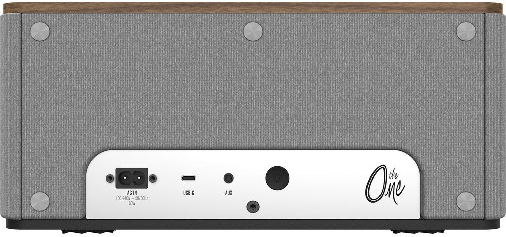 Reproduktor Klipsch The One Plus hnědý Zadní pohled na reproduktor a možnosti připojení konektorů.