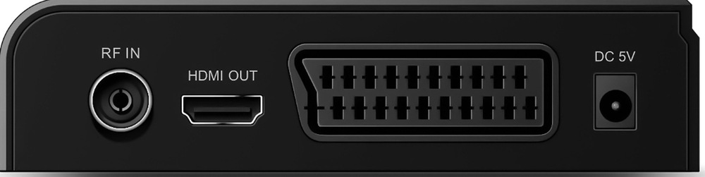 Zadní panel Sencor SDB 525T SENIOR s HDMI, SCART, RF vstupem a napájením DC 5V