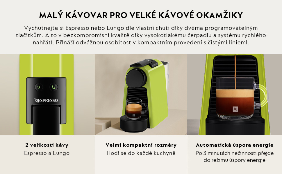 Kapslový kávovar De'Longhi Nespresso Essenza Mini EN85.L zelený Kapslový kávovar De'Longhi Nespresso Essenza Mini EN85.L zelený