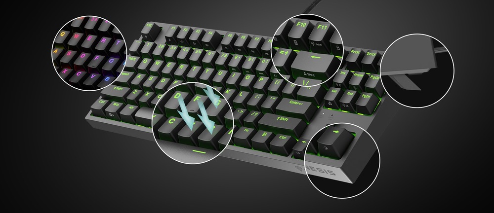 Klávesnice Genesis THOR 404 TKL, RGB, US layout, Kailh Box Brown V2 černá Genesis THOR 404 RGB US Kailh Box Brown V2