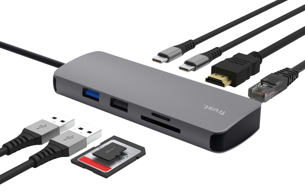USB Hub Trust Dalyx 8v1 USB-C šedý USB Hub Trust Dalyx 8v1 USB-C šedý