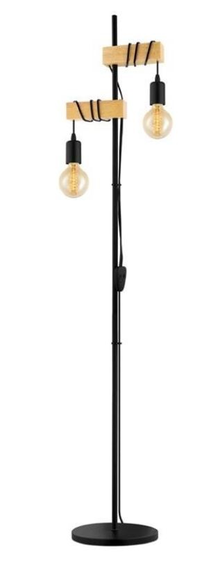 Stojací lampa Eglo Townshend černá/dřevo