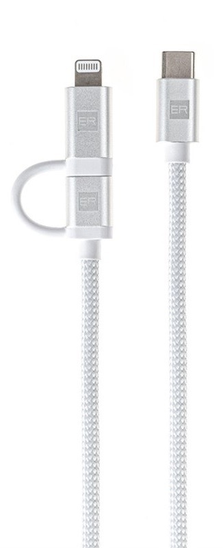 Kabel ERPOWER Dual Cable USB-C/USB-C, Lightning, 65W, 2m bílý