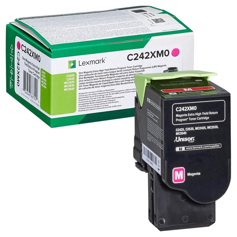 Toner Lexmark C242XM0, 3500 stran, pro C2425dw, C2535dw, MC2425adw, MC2535adwe, MC2 purpurový