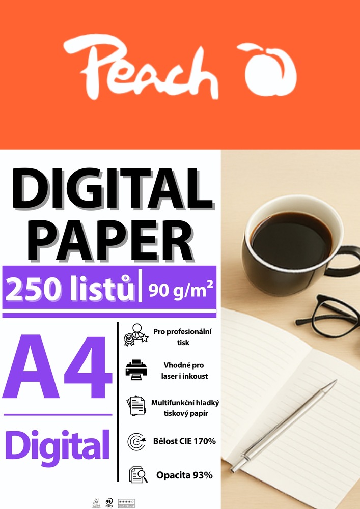 Papíry do tiskárny Peach Digital A4 90g - 250 listů