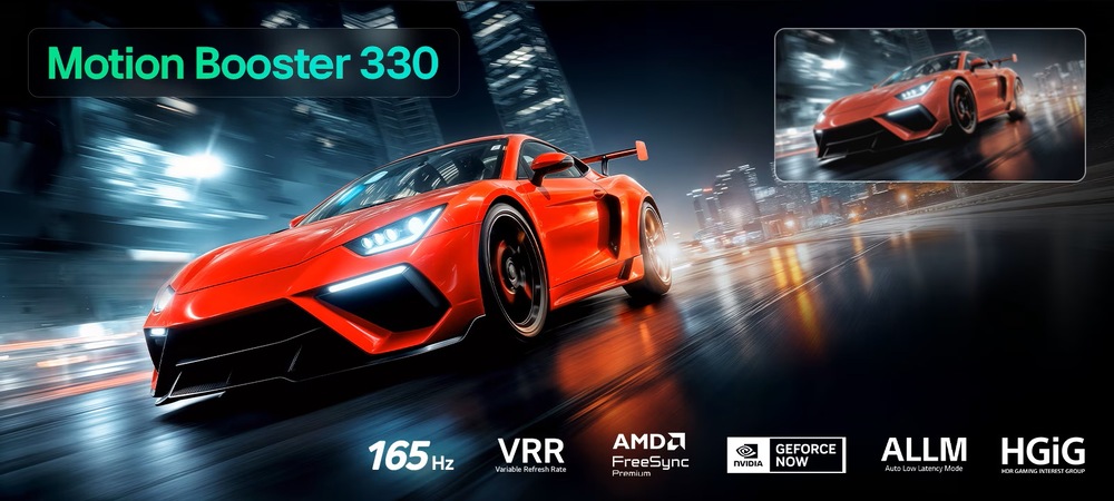 Televize LG 100MRGB96B6 Gaming až 330 Hz s VRR, FreeSync a GeForce NOW nabízí extrémně plynulé hraní bez zpoždění.