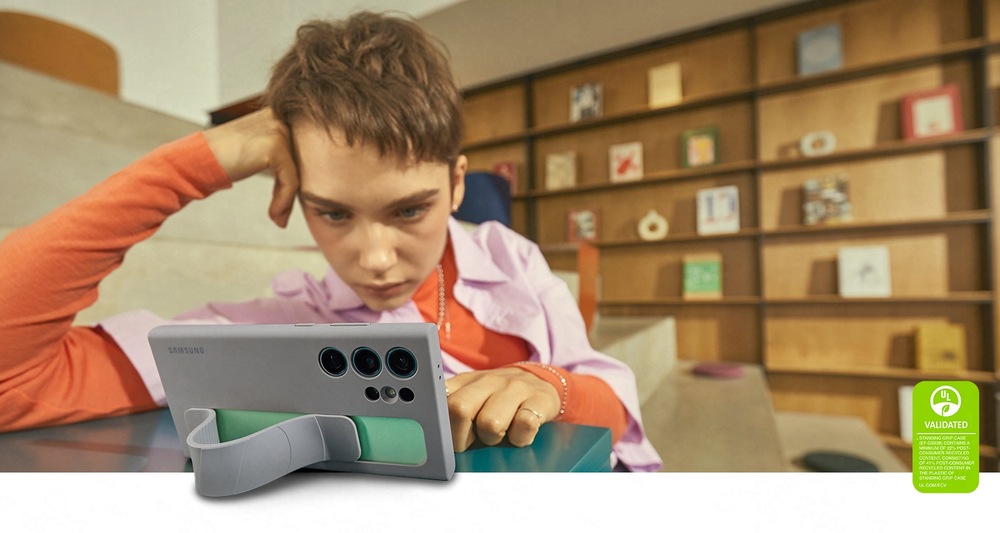 Kryt na mobil Samsung Silicone Grip s poutkem na Galaxy S24 Ultra modrý