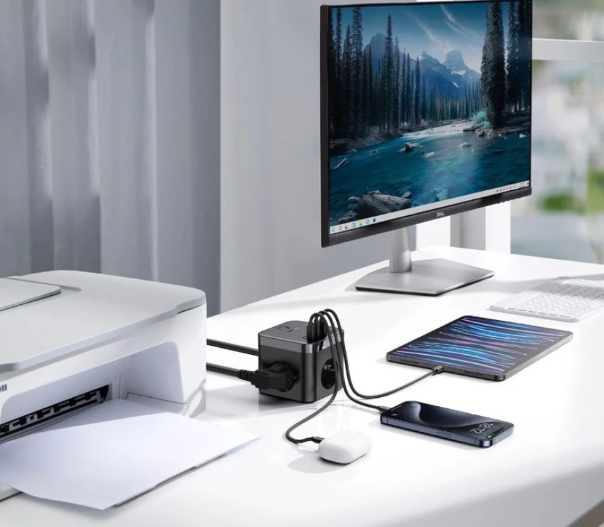 Kabel prodlužovací Baseus PowerCombo Cube, 30W, 3x zásuvka, 2x USB/2x USB-C - černý