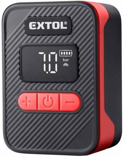 Akumulátorový kompresor Extol Premium 8891512 červený s digitálním displejem a tlačítky +/-