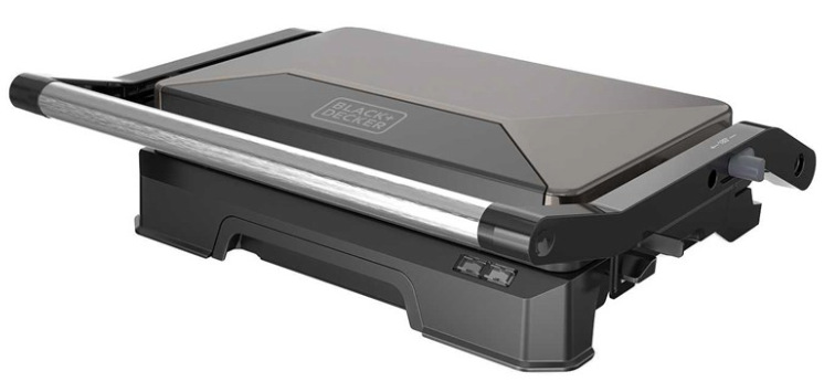 Elektrický kontaktní gril Black+Decker BXGR1001E v černo-stříbrném provedení