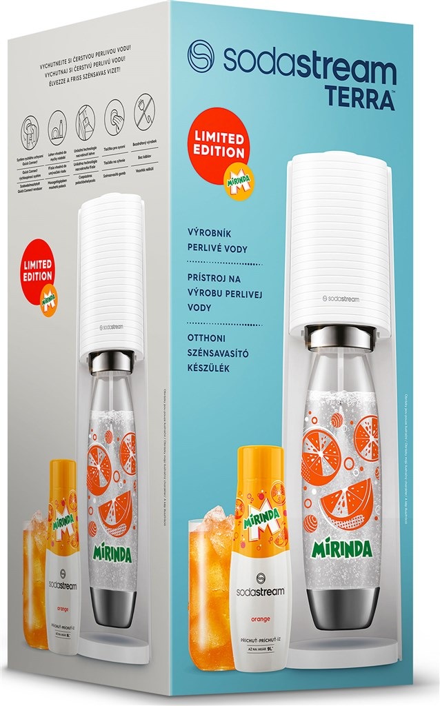 Výrobník sodové vody SodaStream Terra White MIRINDA Mpack bílý Výrobník sodové vody SodaStream Terra White MIRINDA Mpack bílý