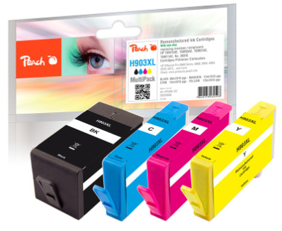 Inkoustová náplň Peach HP 903XL, MultiPac, 4x 910 stran vícebarevná