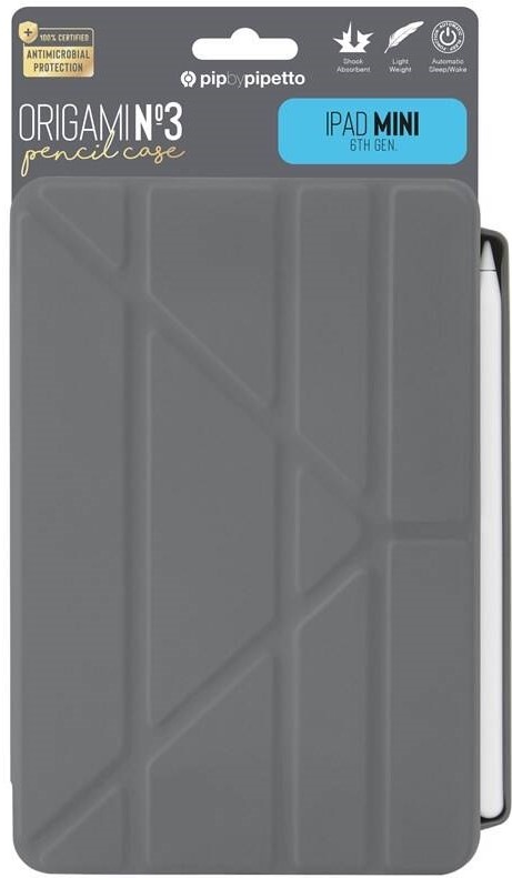 Pouzdro na tablet Pipetto Origami Pencil na Apple iPad mini 8.3" (2021) šedé