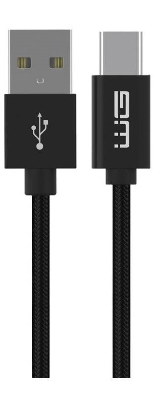 Kabel WG USB/USB-C, prodloužený konektor, 1m černý
