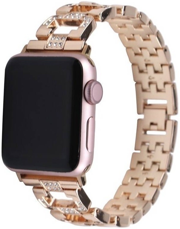 Řemínek WG chain, kovový, na Apple Watch 42/44/45/49 mm + adapter - rose gold