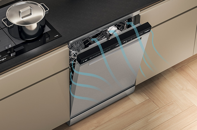 Myčka nádobí Whirlpool WH6FB10BS7A0X nerez, funkce NaturalDry