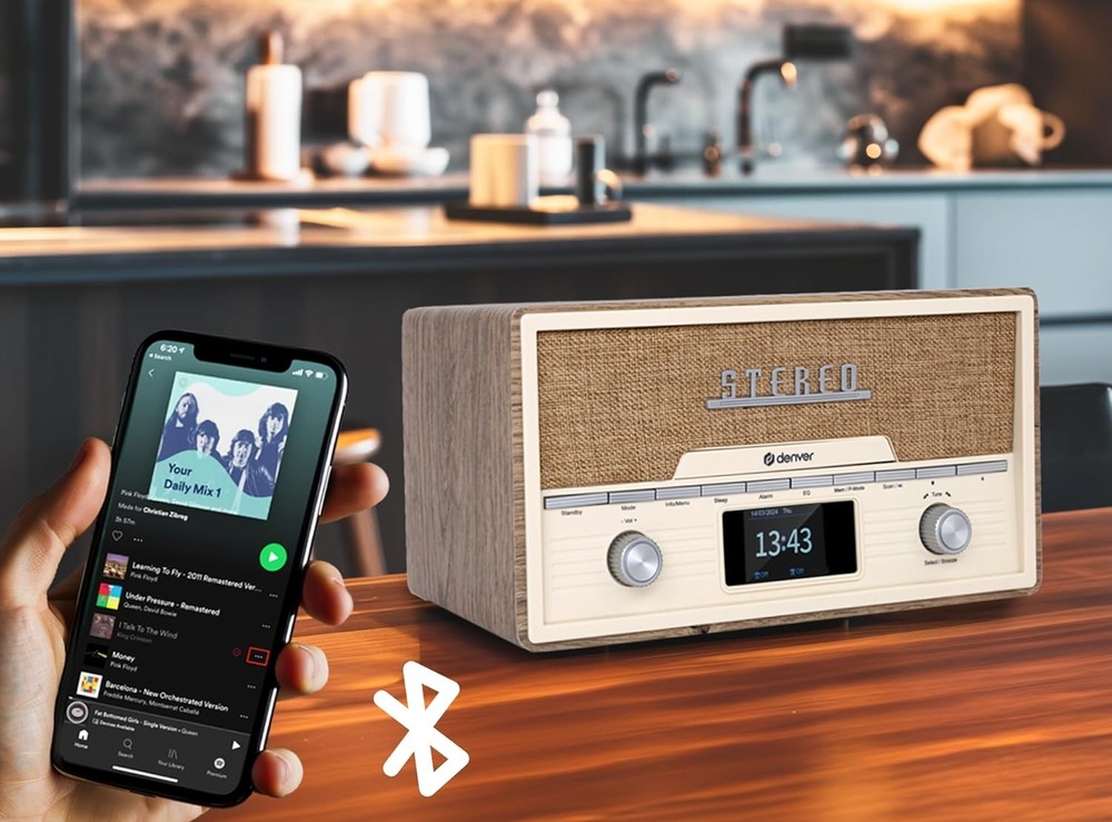 Radiopřijímač DAB+/CD Denver MDA-525LW hnědý