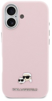 Kryt na mobil Karl Lagerfeld PU Karl and Choupette Heads Pins MagSafe na Apple iPhone 17 - růžový