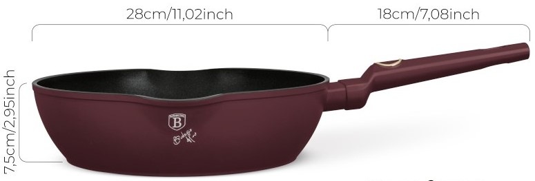 Na obrázku se nachází pánev  Berlinger Haus Leonardo Collection s uvedenými rozměry.