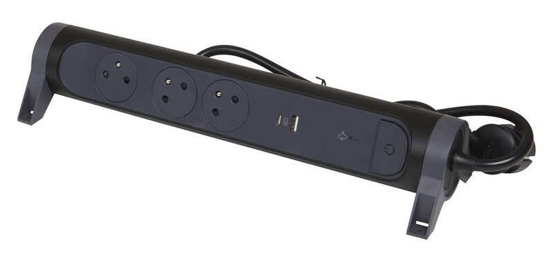 Přepěťová ochrana Legrand 3x zásuvka, USB, USB-C, 1,5m černá