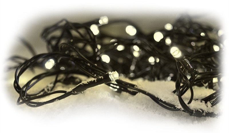 Vánoční osvětlení Solight řetěz, 50 LED, 5m, přívod 5m, 8 funkcí, časovač, teplá bílá