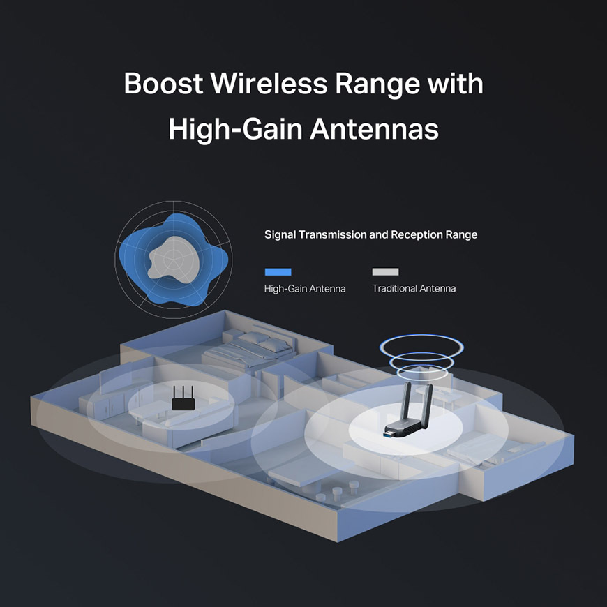 Wi-Fi adaptér Mercusys MA37BEH, BE6500 High Gain Wi-Fi 7 černý Wi-Fi adaptér Mercusys MA37BEH, BE6500 High Gain Wi-Fi 7