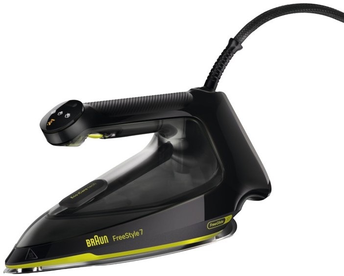 Braun FreeStyle 7 napařovací žehlička černá/zelená detailní pohled na design a ergonomickou rukojeť