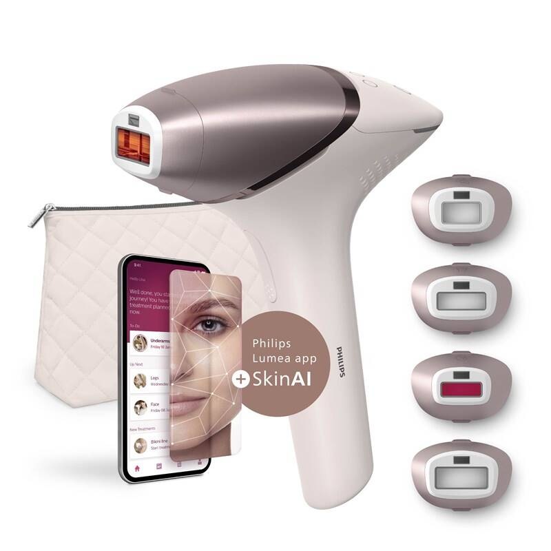 Epilátor Philips BRI977/00 Lumea IPL Series 9900 s mobilní aplikací, taštičkou a se 4 nástavcemi.