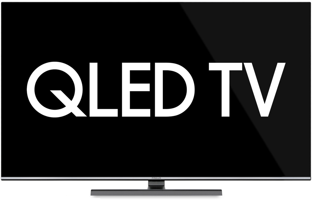 Televize Finlux, na obrazovce je nápis QLED TV FINLUX, nad obrazovkou je nápis Výjimečný obraz QLED panel