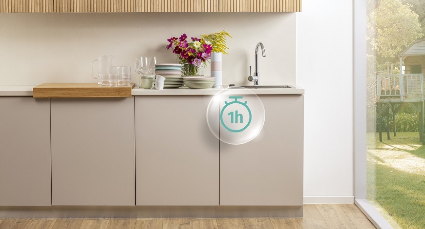 Vestavná myčka Gorenje GV663B66, Perfektně čisté nádobí už za pouhou 1 hodinu mytí