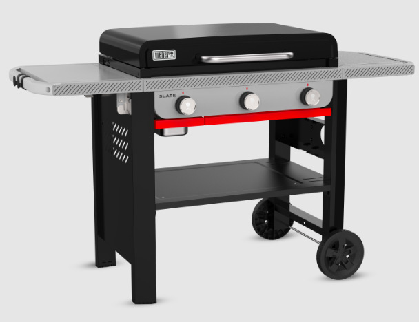 Gril Weber Plancha Slate GPD 71 cm se zavřeným poklopem a bočními stolky