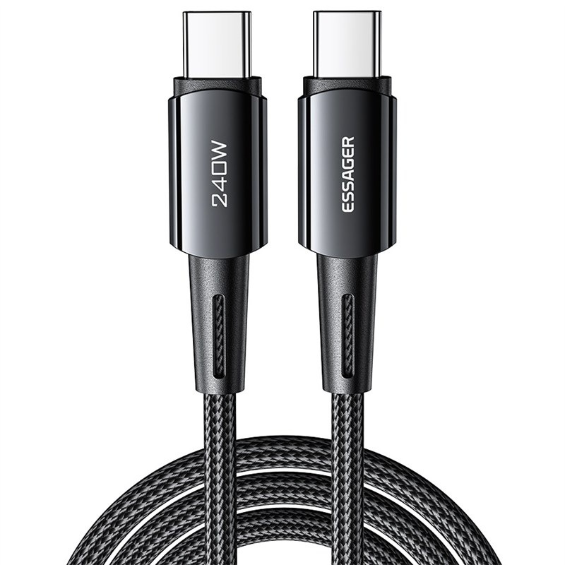 Nabíjecí kabel Essager s výkonem 240 W, 1 m, černá barva