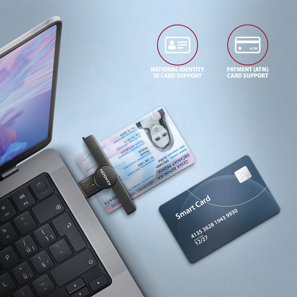 Čtečka eObčanek Axagon USB-A PocketReader černá Čtečka eObčanek Axagon USB-A PocketReader černá