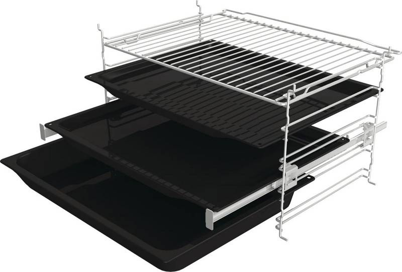 Trouba Gorenje Essential BPS6737E14BG PyroClean černá/sklo Vestavná pečicí trouba Gorenje BPS6737W14BG, teleskopický výsuv