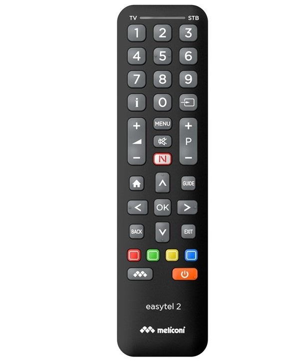 Dálkový ovladač Meliconi EASYTEL 2,  Univerzální dálkový ovladač pro 1 TV + dekodér černý