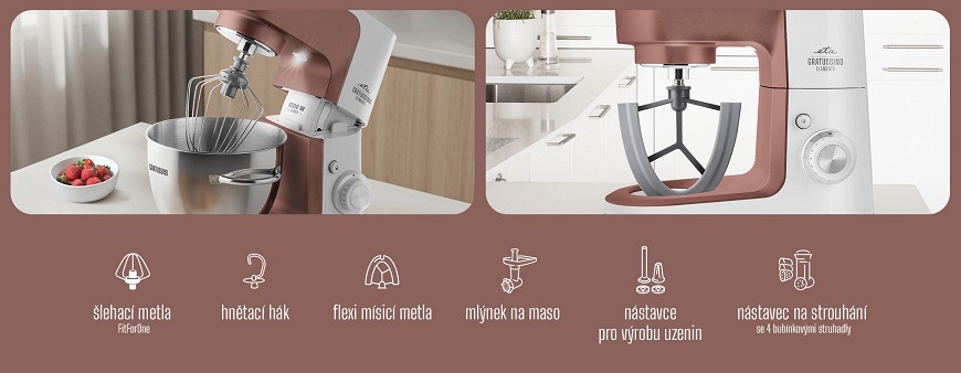 Kuchyňský robot ETA Gratussino III Elements 3023 90110 terakotový kuchyňský robot ETA Gratussino III Elemensts, nástavce