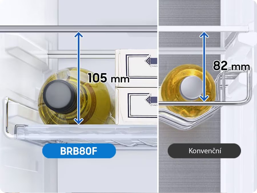 Chladnička s mrazničkou Samsung BRB80F26CES0EO bílé Láhev uložená v polici Rack & Shelf