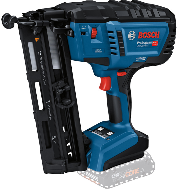 Bosch Professional GNH 18V-64-2 akumulátorová hřebíkovačka modro-černé provedení detail produktu