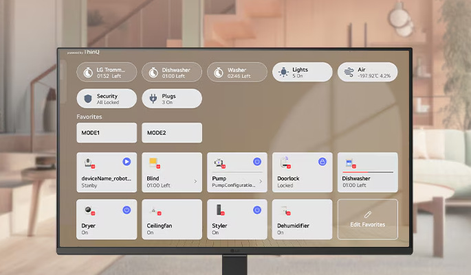 LG 27U511SB podporuje také platformu chytré domácnosti ThinkQ