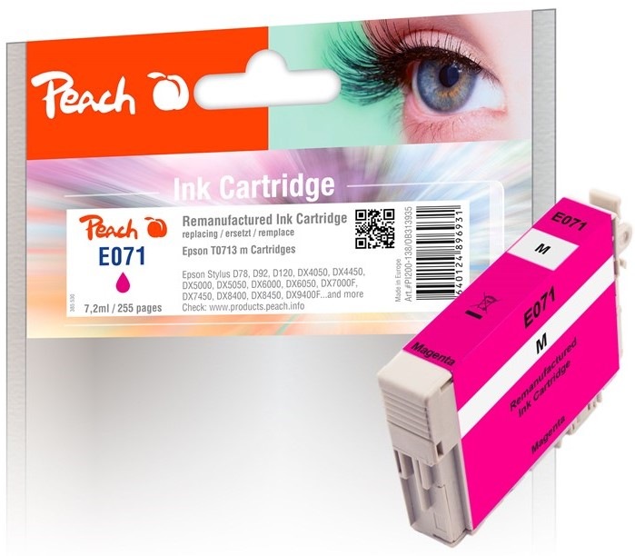 Inkoustová náplň Peach Epson 71, T0713, 255 stran - purpurová