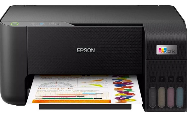 Barevný tisk dokumentu z multifunkční tiskárny Epson EcoTank L3230 v černé barvě